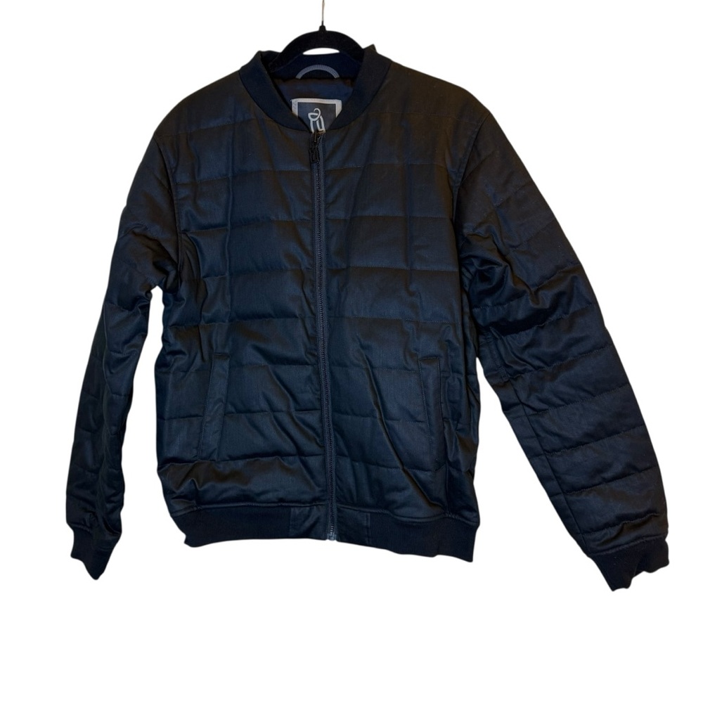 Hoodlamb Hemp Tailors Mens Black Quilted Insulated Puffer Bomber Jacket sz L